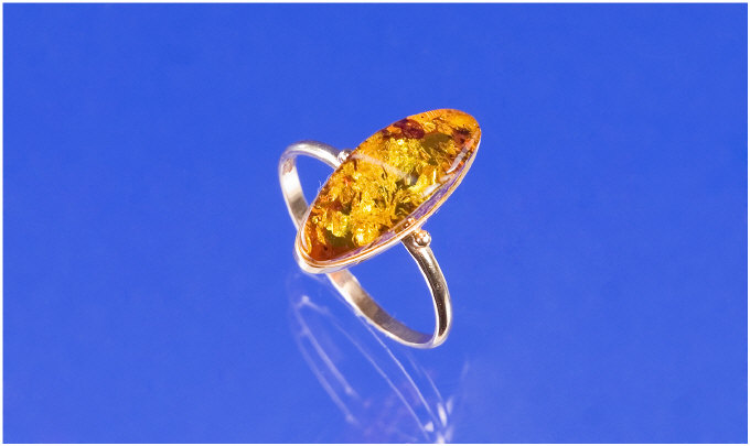 Appraisal: ct Gold Russian Ring Set With Amber Full Marks To