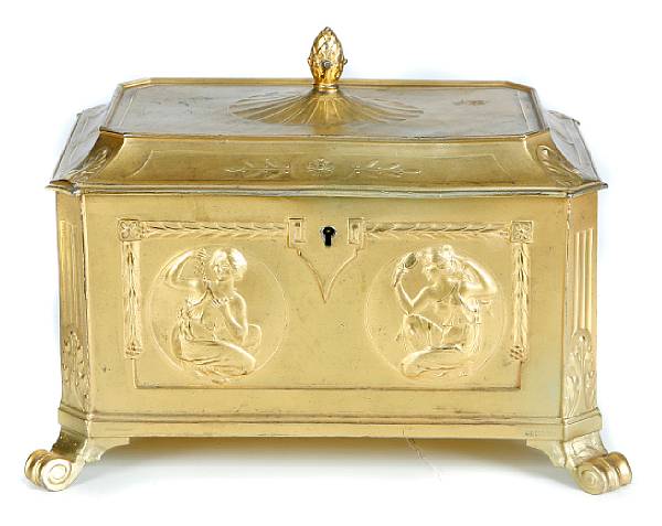 Appraisal: A French gilt metal box height in width in depth