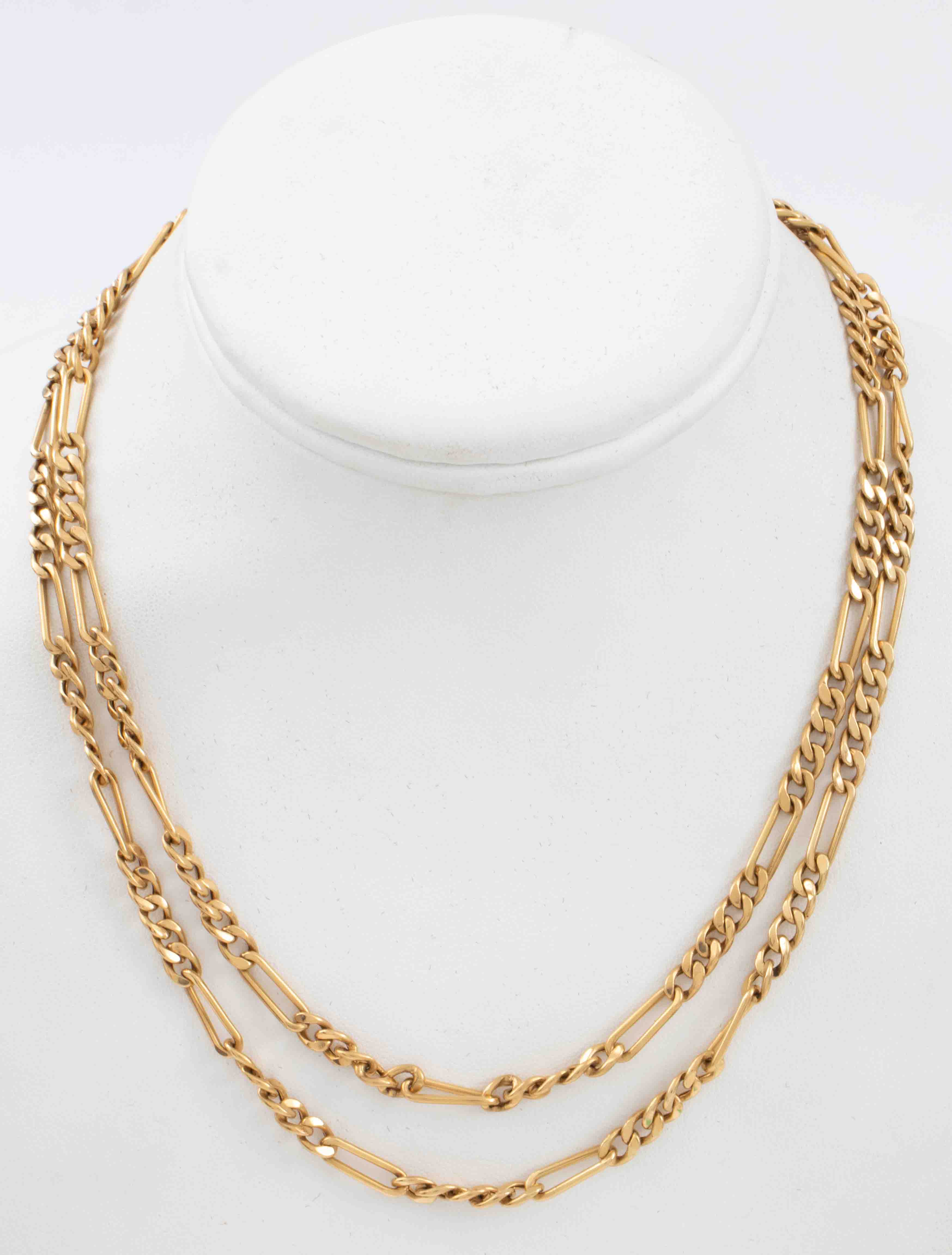 Appraisal: VINTAGE K YELLOW GOLD FIGARO CHAIN NECKLACE Vintage K yellow