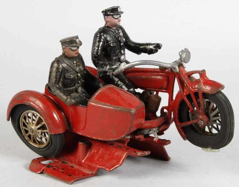 Appraisal: Cast Iron Hubley Indian Motorcycle Sidecar Toy Description American Original