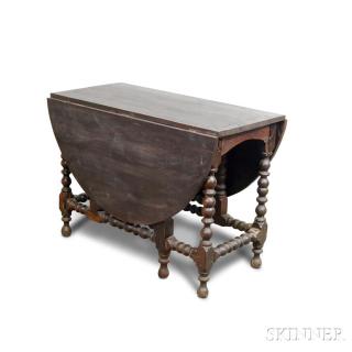 Appraisal: William and Mary-style Gate-leg Table replacements ht wd dp in