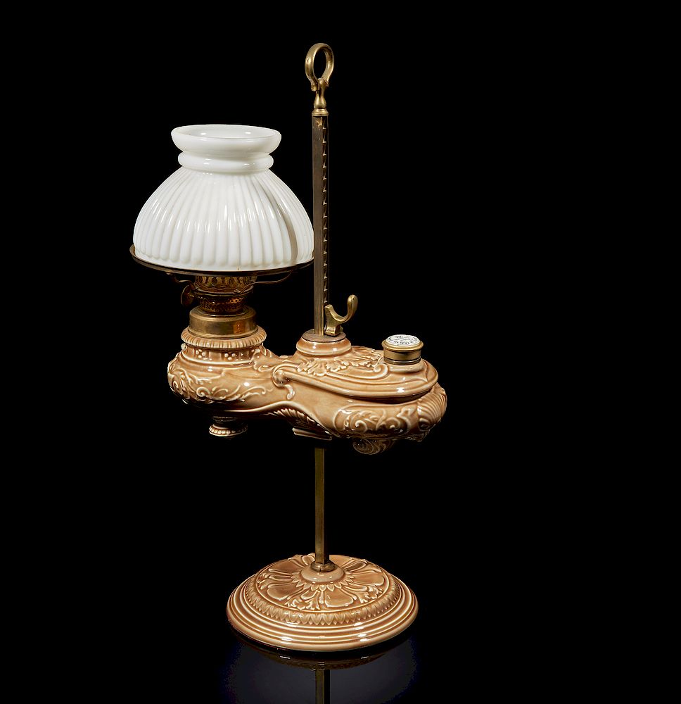 Appraisal: French Kerosene Student Lamp French kerosene student lamp with a