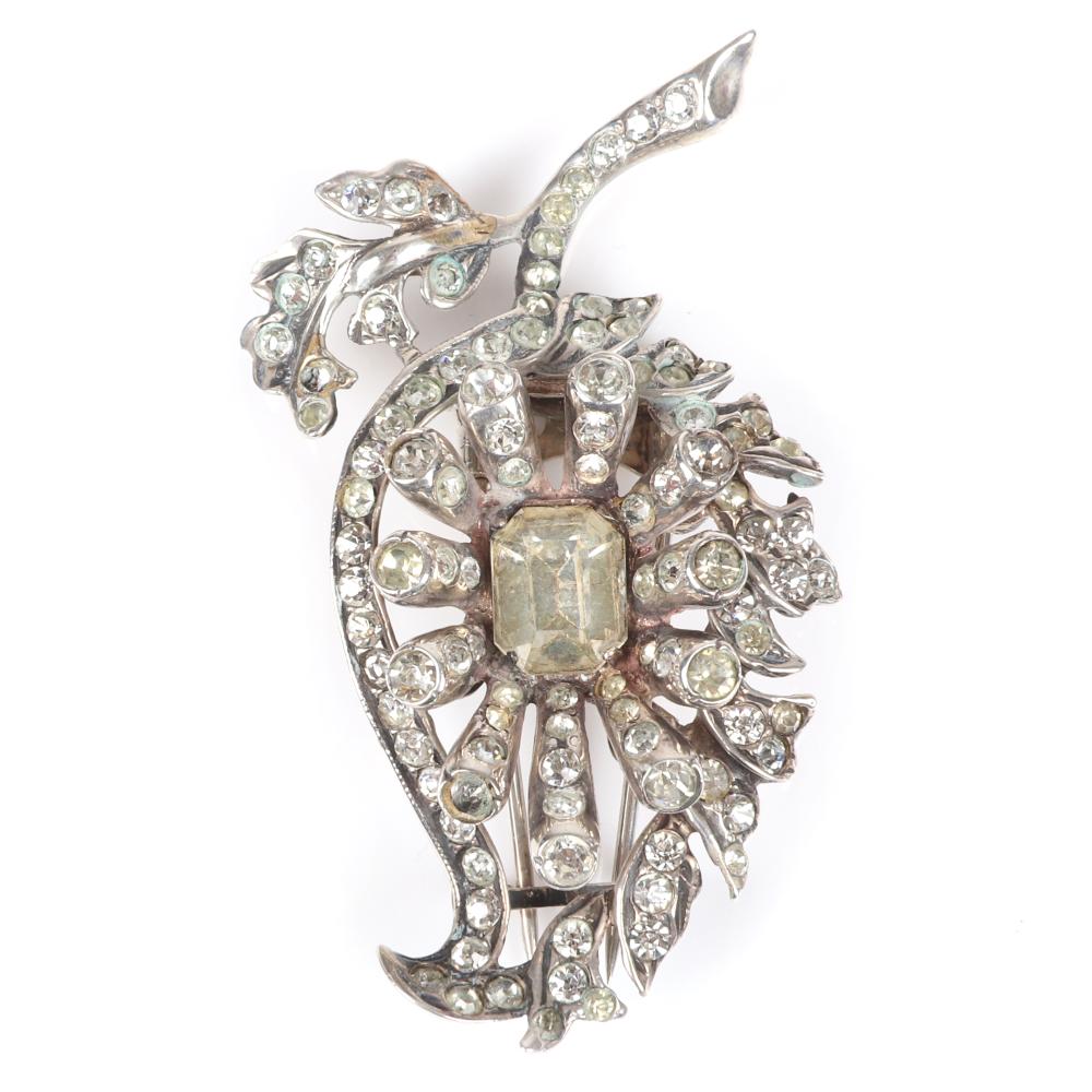 Appraisal: EISENBERG ORIGINAL STERLING DIMENSIONAL FUR PIN CLIP WITH COLORLESS CRYSTALS