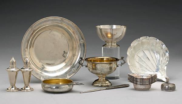 Appraisal: A group of sterling table articles Comprising bowl B amp