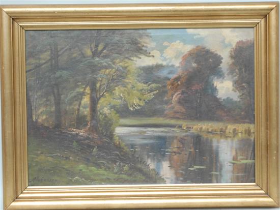 Appraisal: JOHANSEN AXEL OIL ON CANVAS River landscape X