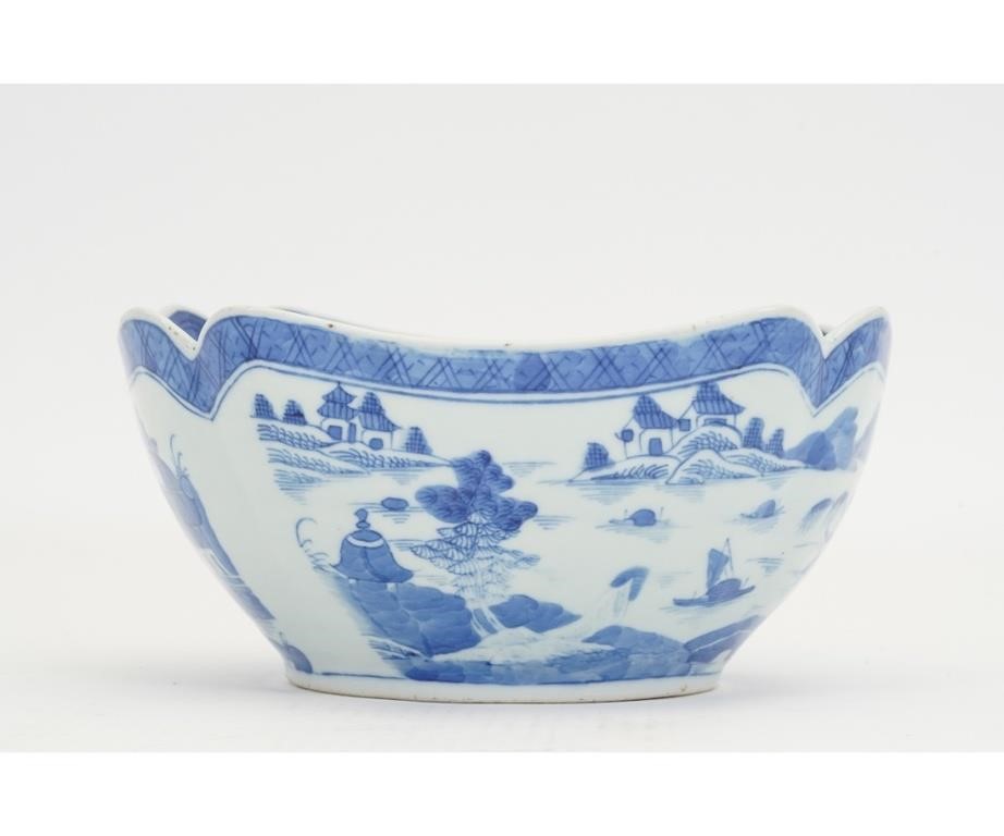 Appraisal: Chinese Canton blue and white porcelain cut corner salad bowl