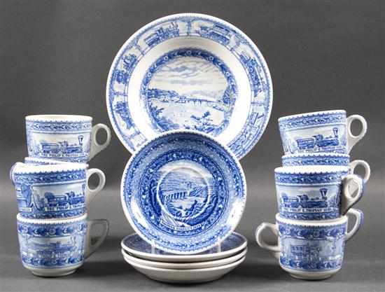 Appraisal: Lamberton blue and white transfer Baltimore Ohio Railroad china pieces