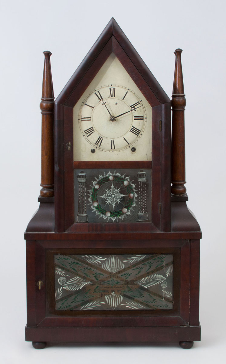 Appraisal: MAHOGANY CATHEDRAL CLOCK BIRGE FULLER With paper label and two