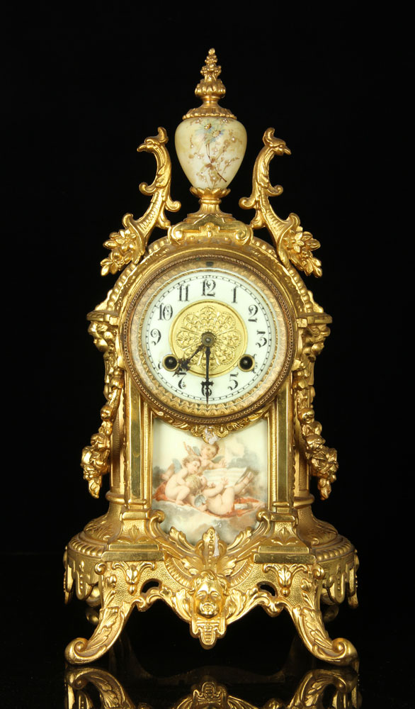 Appraisal: - French Style Waterbury Clock French style clock bronzed metal