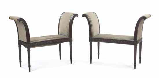 Appraisal: A Pair of Louis XVI Style Window Benches each having