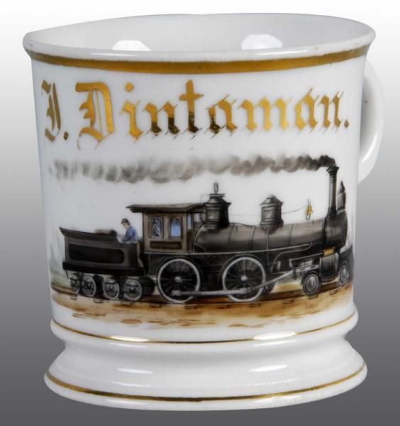 Appraisal: Occupational Shaving Barber Mug of Locomotive Description Polychrome paint Name