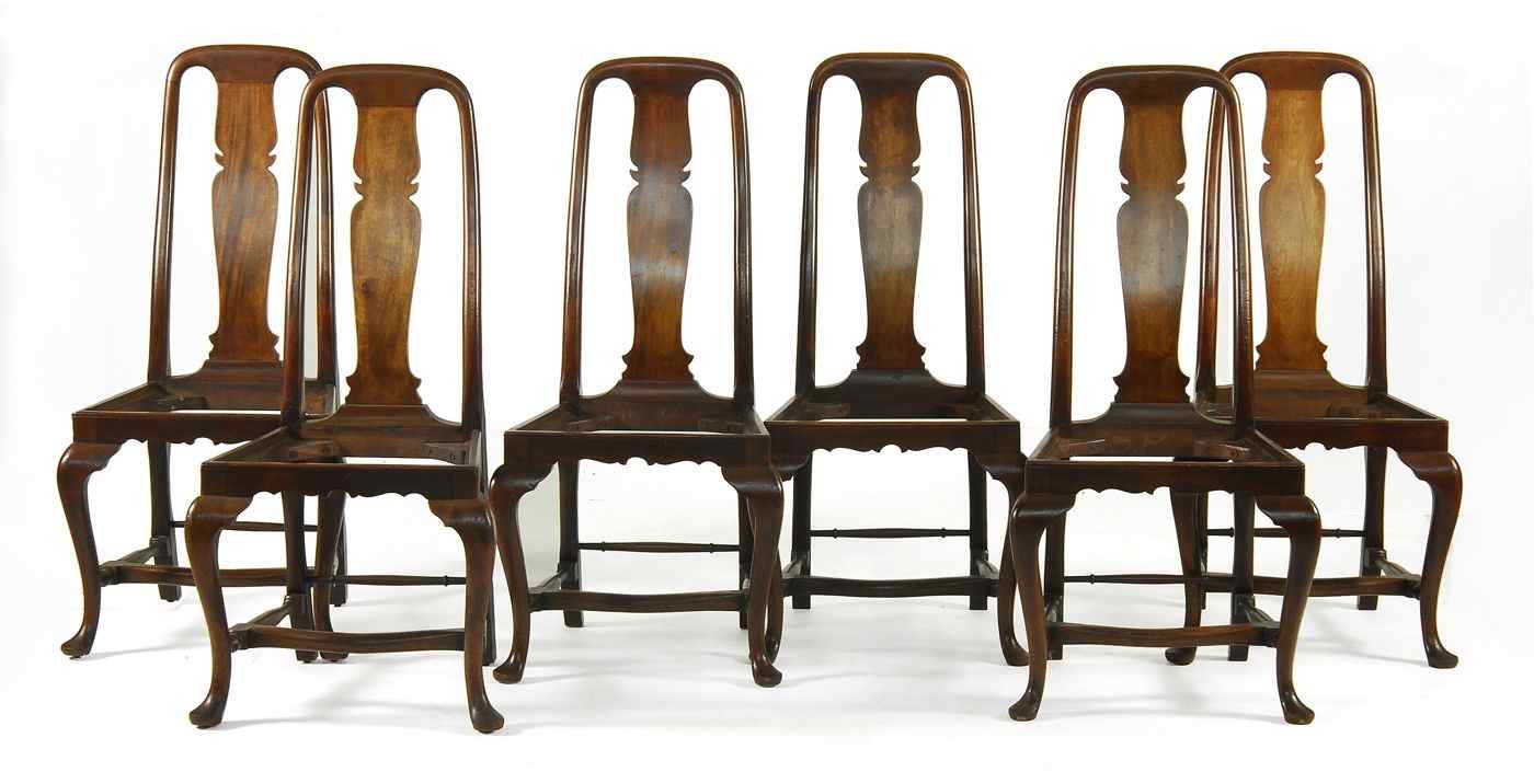 Appraisal: SET OF SIX ANTIQUE AMERICAN QUEEN ANNE-STYLE CHAIRSIn mahogany with