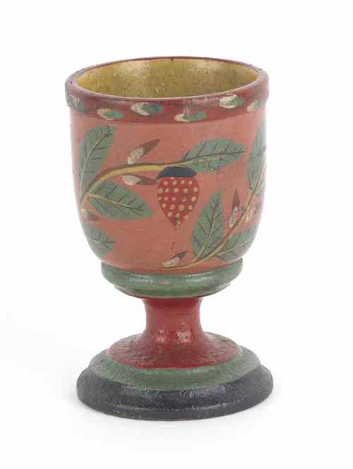 Appraisal: Joseph Lehn Pennsylvania - painted turned wooden egg cup with