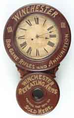 Appraisal: BAIRD WINCHESTER ADVERTISING CLOCK Antique figure- Baird clock with raised