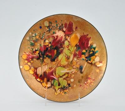 Appraisal: Mid-Century Modern Enameled Copper Dish Approx D the verso inscribed