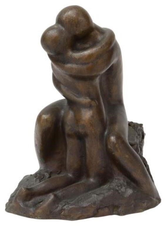 Appraisal: Patinated bronze sculpture The Embrace signed in cast Carol Z