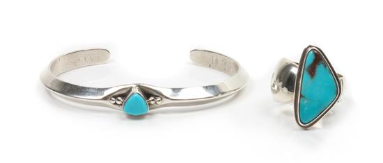 Appraisal: Sale Lot A Navajo Silver and Turquoise Cuff and Similar