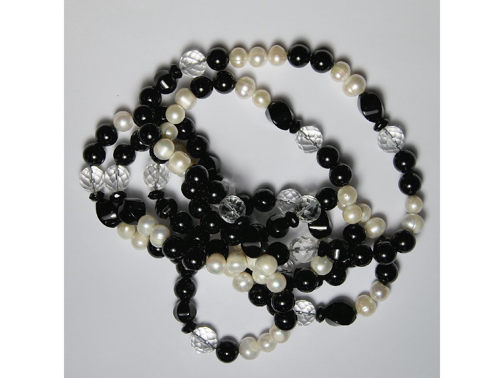 Appraisal: Art Deco style long necklace formed of onyx cultured pearl