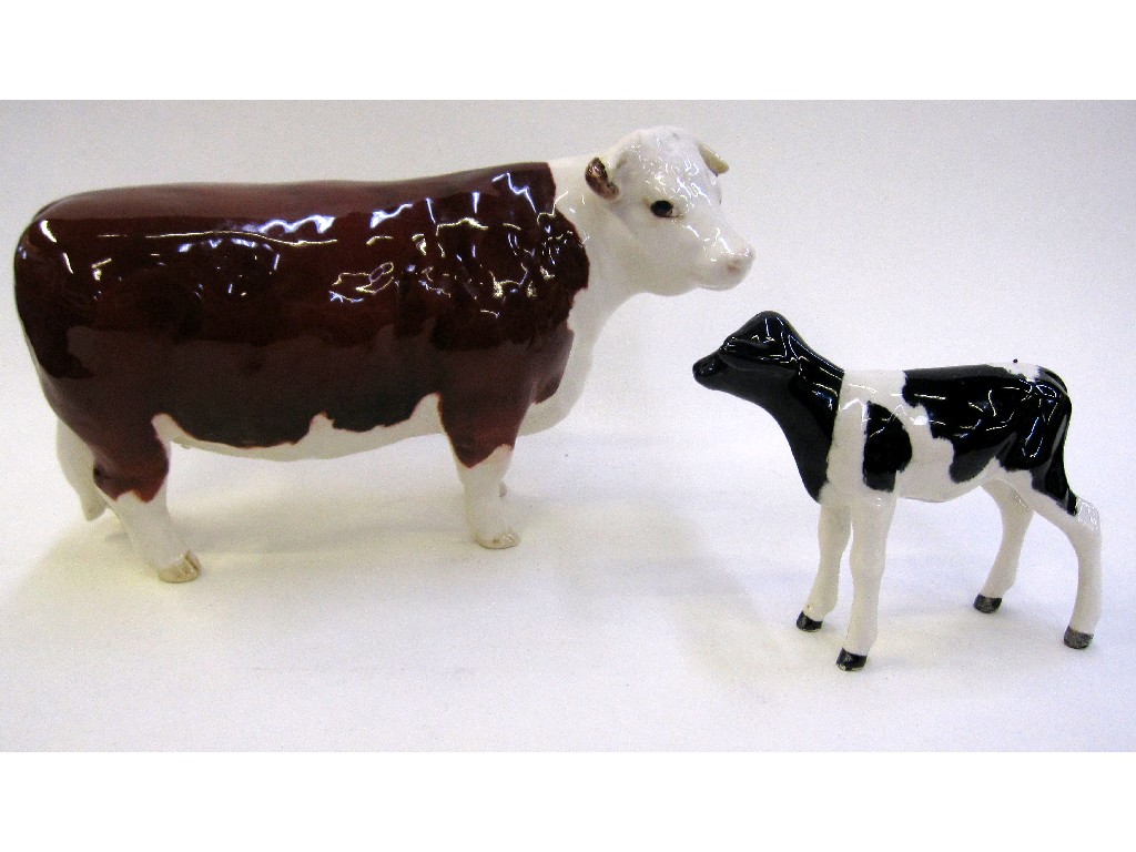 Appraisal: Beswick figure of a Hereford Bull and a Friesian calf