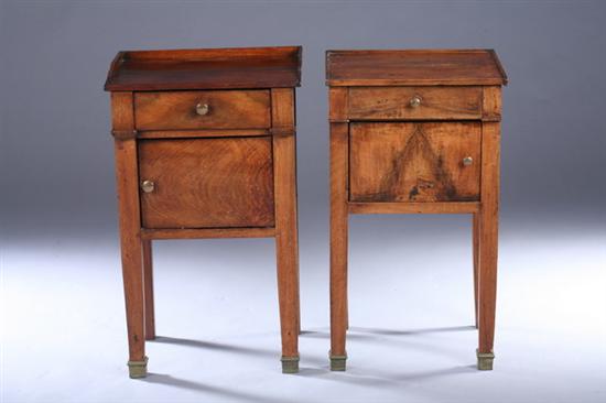 Appraisal: TWO CONTINENTAL MIXED WOOD NIGHT STANDS th century Plank top