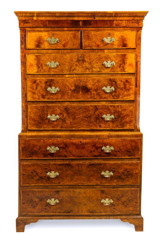 Appraisal: Sale Lot A George III Burlwood Chest on Chest th