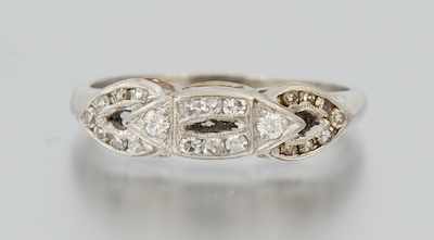 Appraisal: A Ladies' Platinum and Diamond Ring Platinum band with an