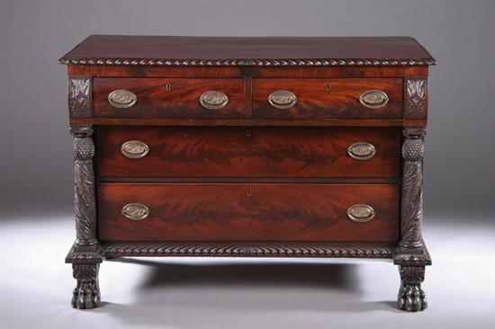 Appraisal: AMERICAN CLASSICAL CARVED MAHOGANY CHEST OF DRAWERS early th century