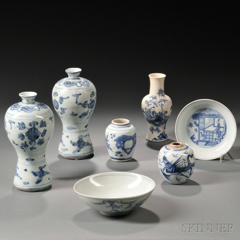 Appraisal: Group of Blue and White Porcelain Items Asia th th