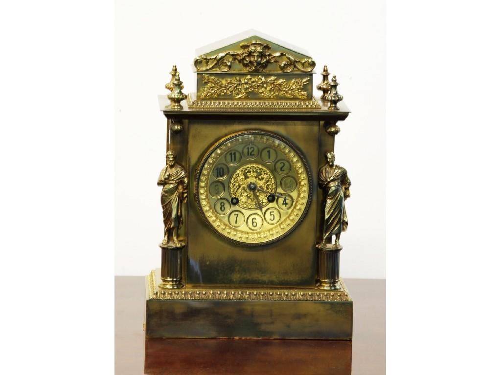 Appraisal: LATE TH CENTURY GILT BRASS MANTLE CLOCK the Arabic dial