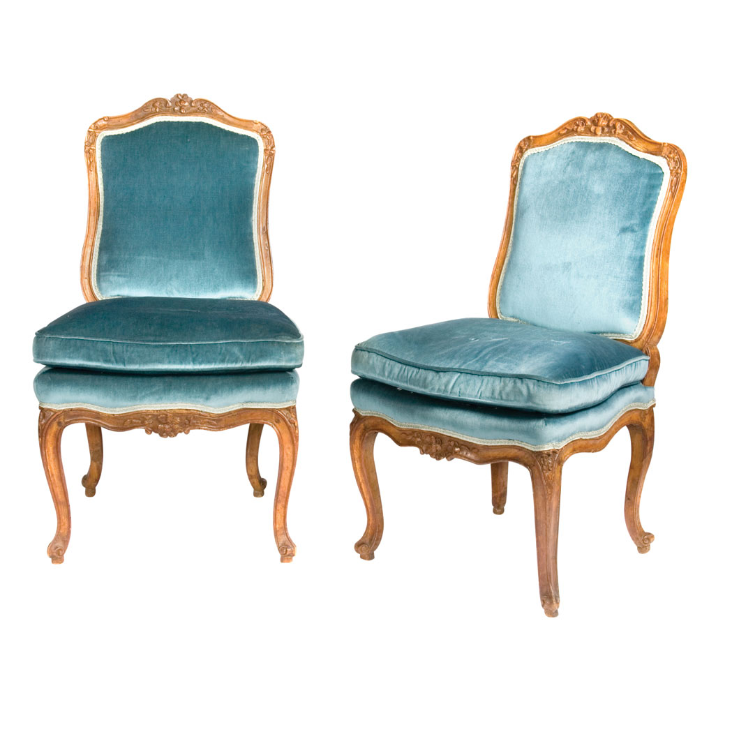 Appraisal: Pair of Louis XV Style Walnut Children's Chairs