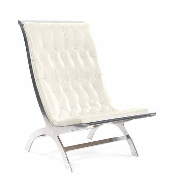 Appraisal: An Aluminum and Leather Chair John Vesey - having an