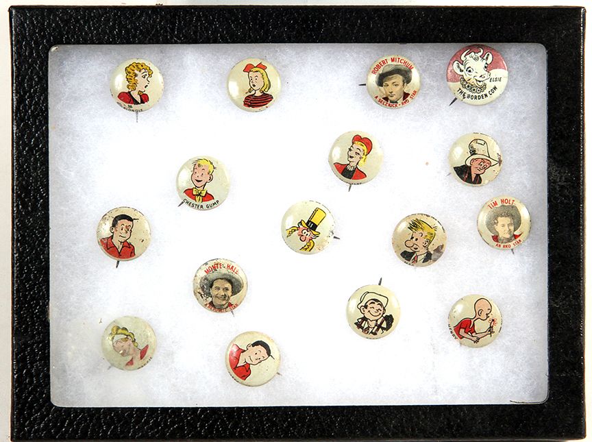 Appraisal: Pin back Buttons A groups of sixteen pin back buttons