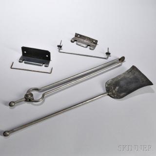 Appraisal: Shaker Stove Tongs and Shovel th century steel tongs with