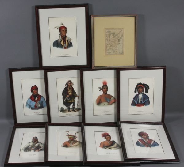 Appraisal: Group of ten items including handcolored prints of American Indians