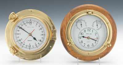 Appraisal: Two Ships Clocks by Ship's Time Containing a heavy brass