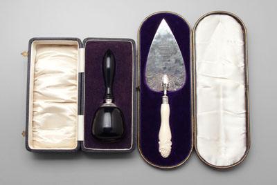 Appraisal: Presentation gavel trowel English silver cased wooden gavel with silver