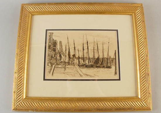 Appraisal: James Abbot McNeill Whistler - Billingsgate etching on cream paper