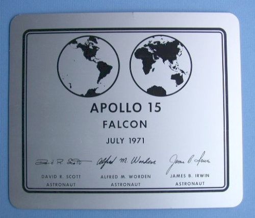 Appraisal: Apollo LM Plaque An aluminum plaque identical to the LM