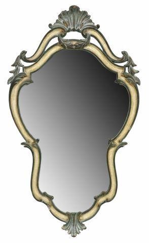 Appraisal: Italian parcel gilt and painted mirror th c cartouche-shaped frame