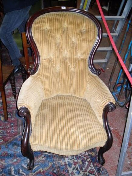 Appraisal: A Victorian mahogany and upholstered show frame chair