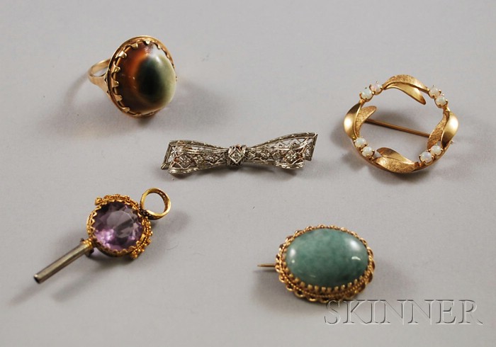 Appraisal: Small Group of kt Gold Jewelry including a gold and