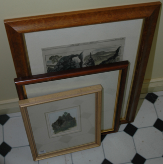 Appraisal: THREE FRAMED PRINTS Various views of Hanging Rock and Mount