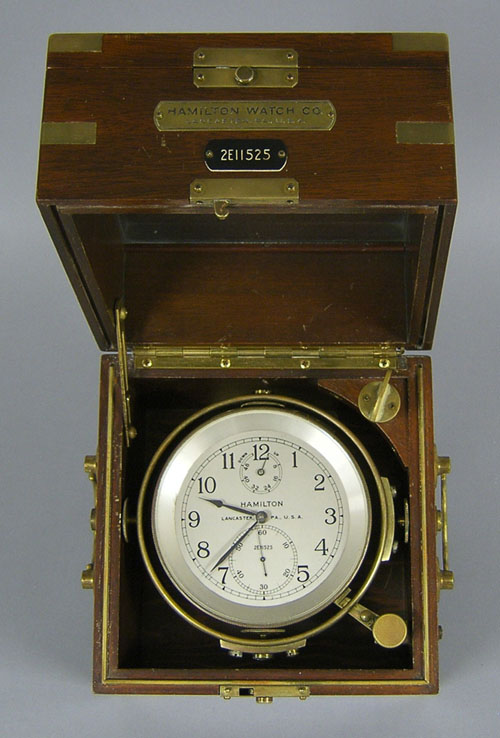 Appraisal: Hamilton -day WWII marine chronometer together with a double carrying