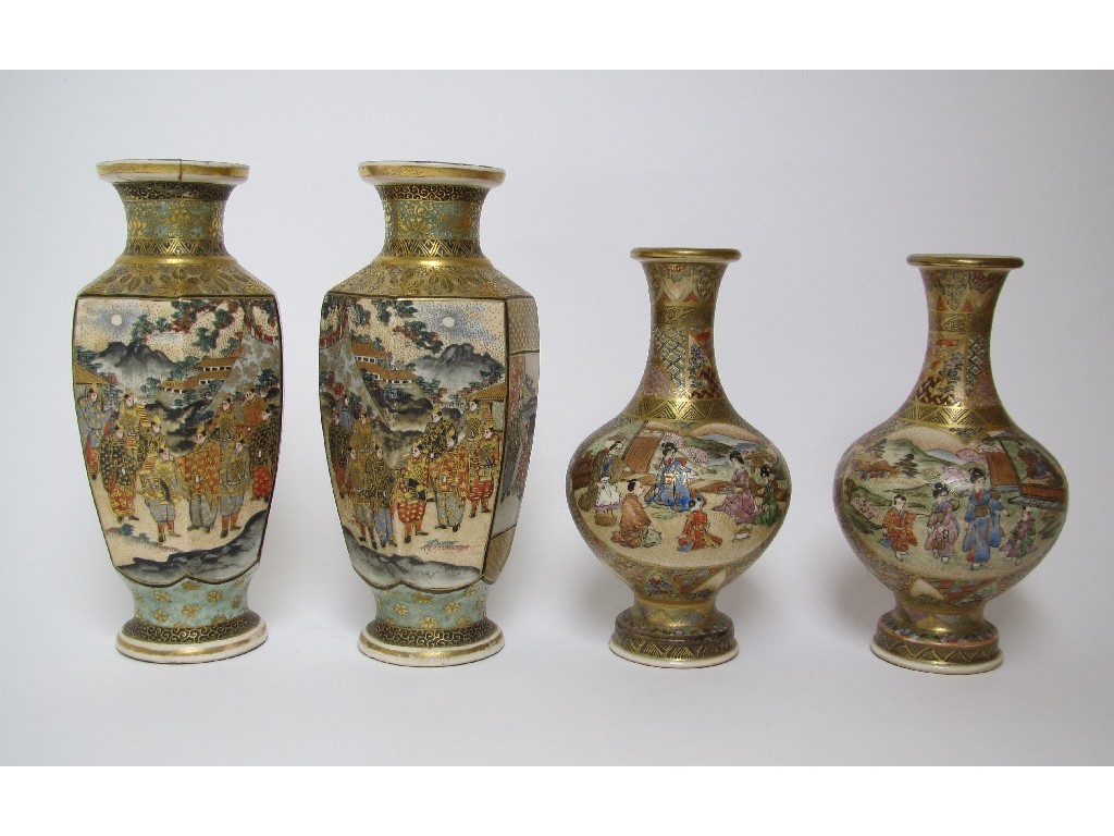 Appraisal: A pair of Satsuma hexagonal vases painted with Kannon and