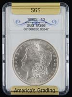 Appraisal: ONE GRADED CASED MORGAN SILVER DOLLAR Graded by SGS -S