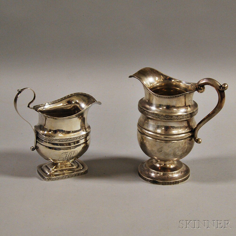 Appraisal: Two American Sterling Silver Pitchers early th century both monogrammed