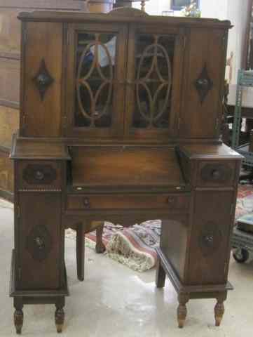 Appraisal: WALNUT SECRETARY BOOKCASE Empire Furniture Co Huntington West Virginia c