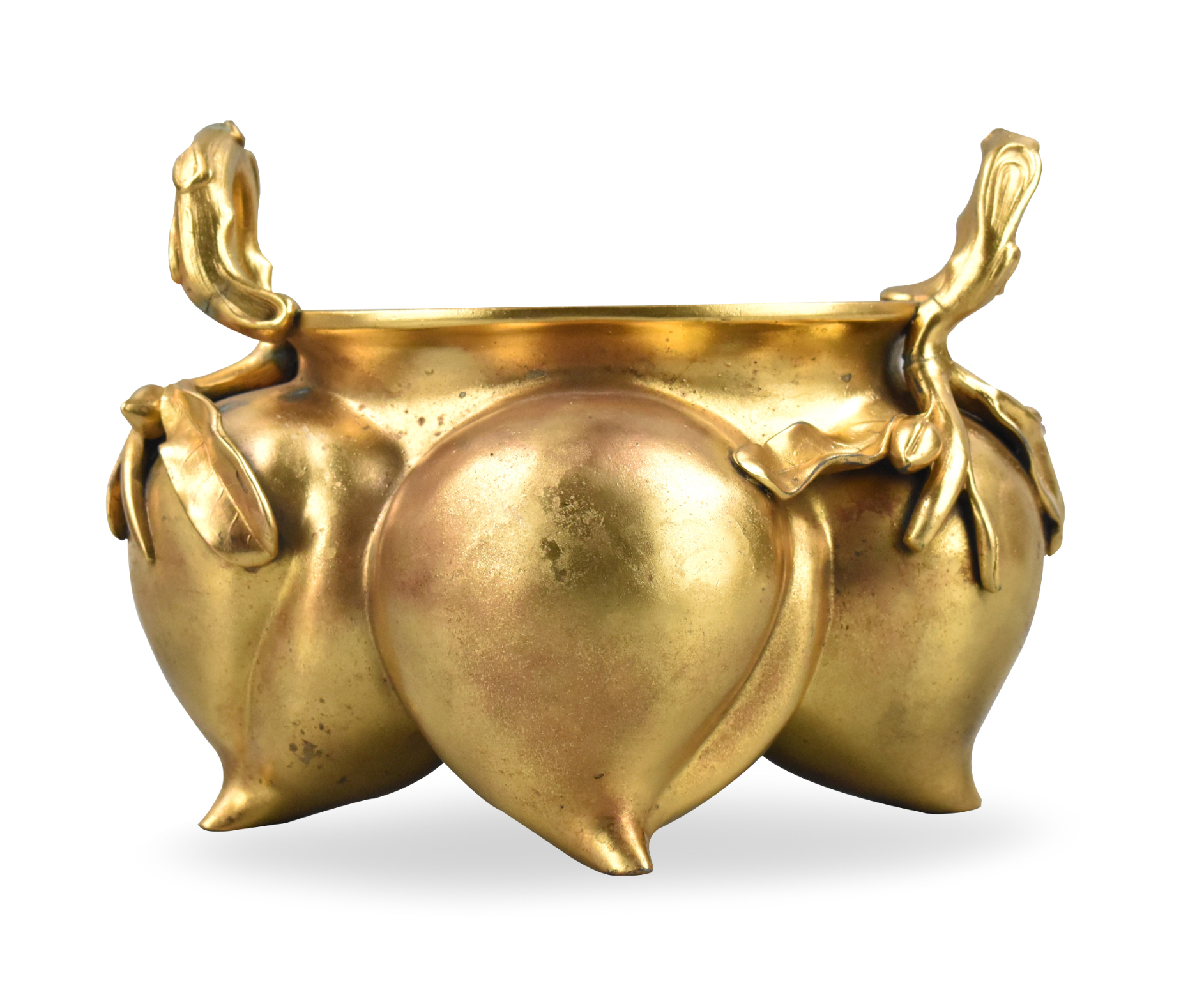 Appraisal: Chinese gilt bronze peach shaped censer A censer with a