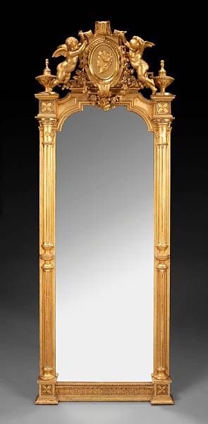 Appraisal: A Napoleon III carved giltwood and gesso pier mirror third