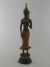 Appraisal: A patinated and gilded bronze figure of a Thai temple